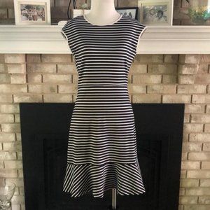 Draper James Navy Striped Ruffle Hem Dress size XS